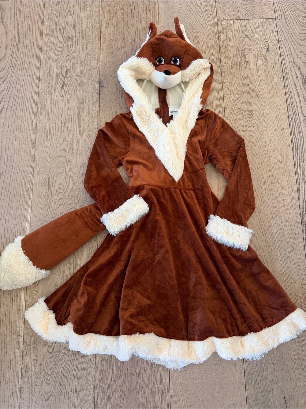 Brown Fox Hooded Kids Costume Dress with Tail